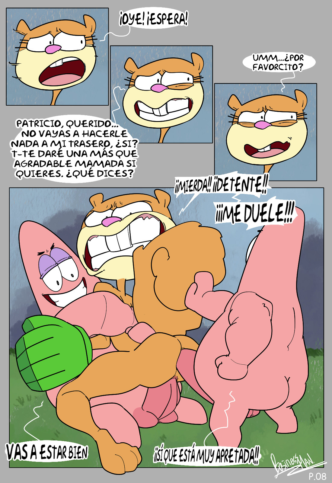 PATRICK STAR and SANDY CHEEKS