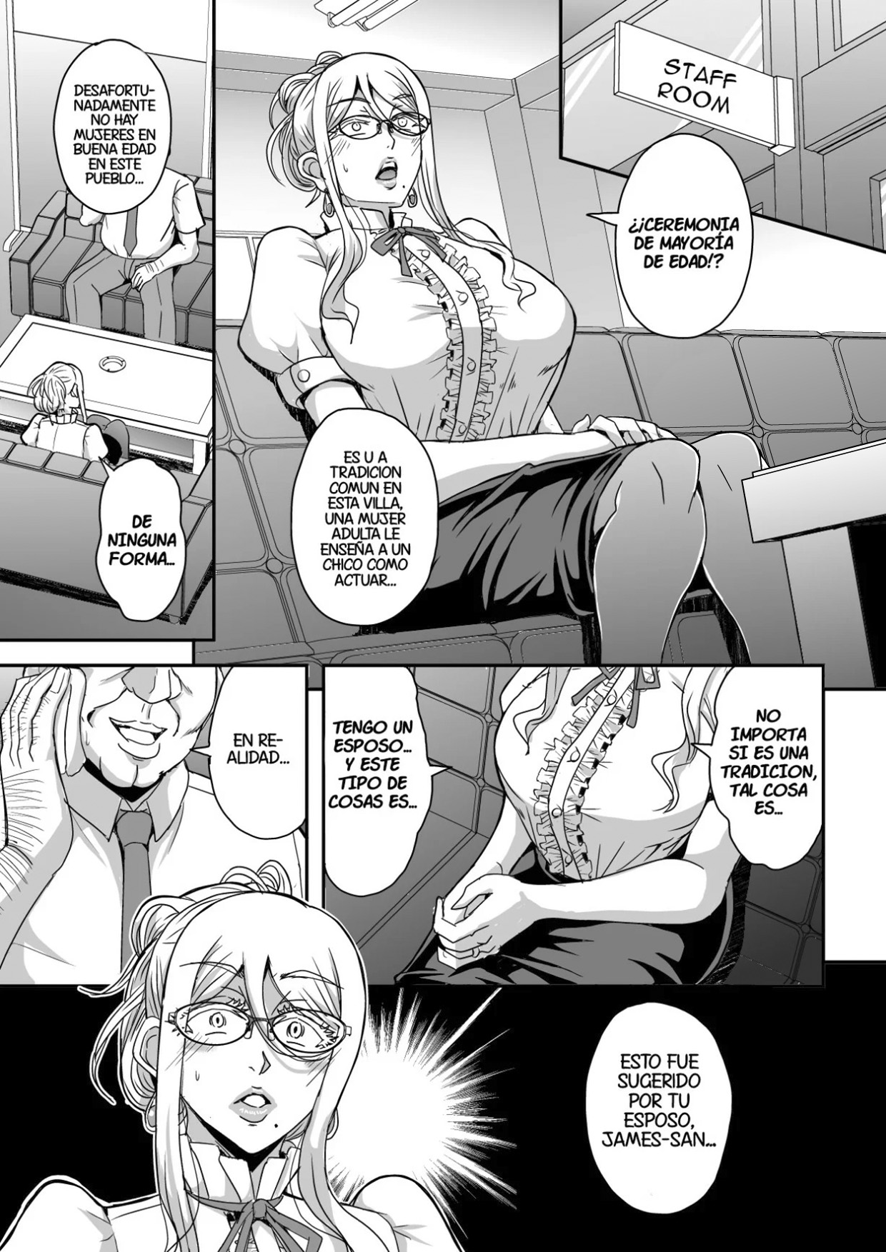 Una PROFESORA extranjera rubia de GRANDES PECHOS se come a un SHOTA moreno